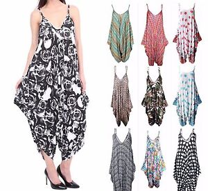 romper baggy playsuit harem jumpsuit cami lagenlook ladies dress plus