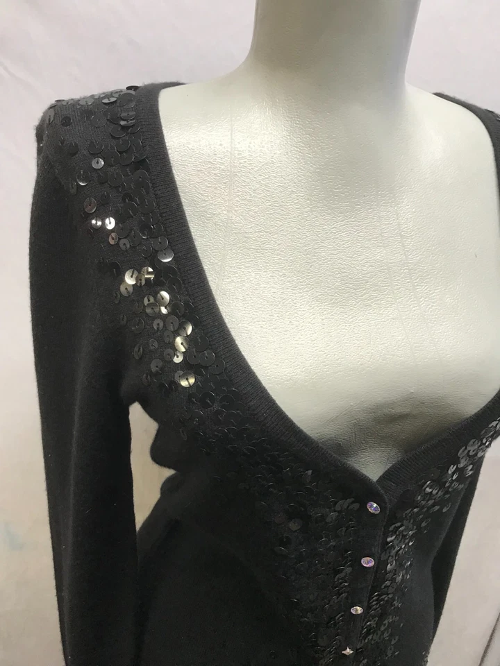 Cárdigan Suéter Charlotte Tarantola Negro Mujer Top Botones y Lentejuelas Talla M Foto 2 de 4