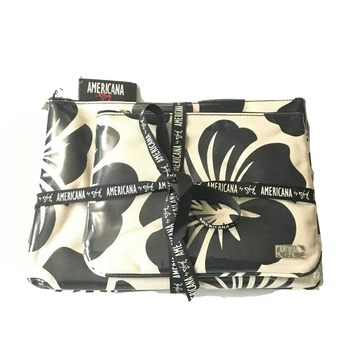 Americana by Sharif Black u0026 White Pair Of Makeup Cosmetic Bags NWT New |  eBay
