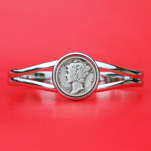 USA 1916 ~ 1945 Mercury Dime 90% Silber 10 Cent Münze versilbert Armreif Armband - Bild 25 von 35