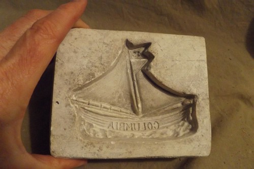 Antiguo molde victoriano de tiza barco Columbia artes decorativas antiguas - Imagen 4 de 9