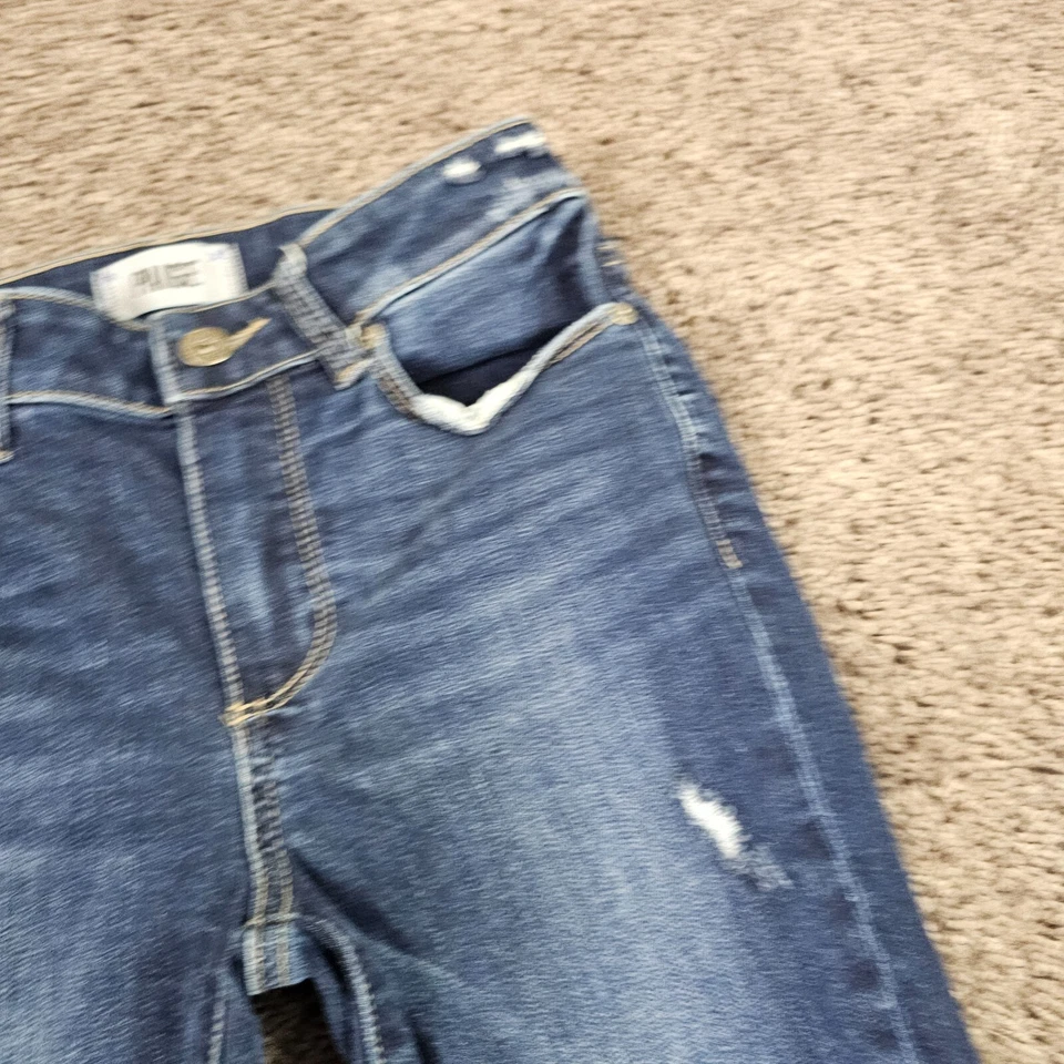 Paige Jeans Women 26 Flare Low Rise Dark Wash Denim Lou Lou Twisted Fray 24x33 - Image 3 of 4