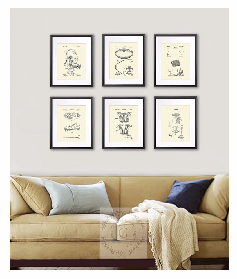 Футбольный декор набор из 6 без рамы искусства футбол мальчиков комнаты декор подарок для него - Изображение 2 из 4