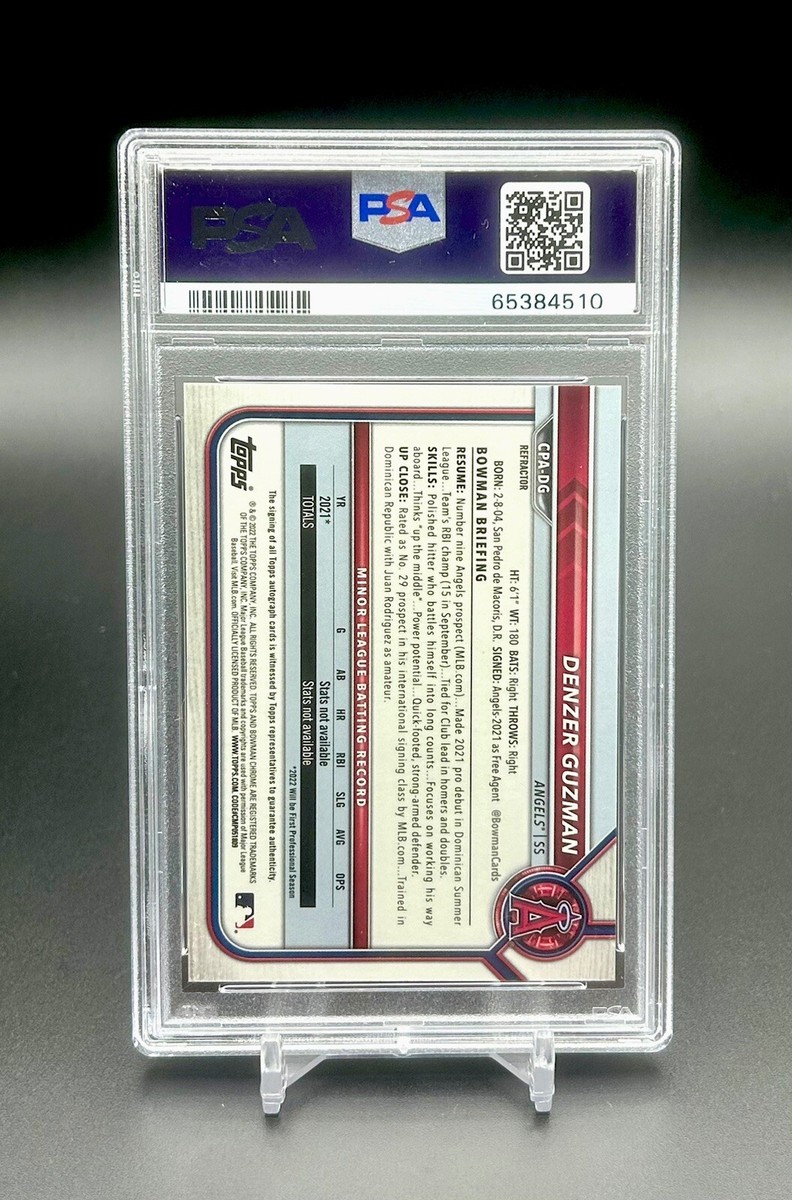 2022 Bowman Chrome Denzer Guzman Refractor Auto /499 Rc PSA