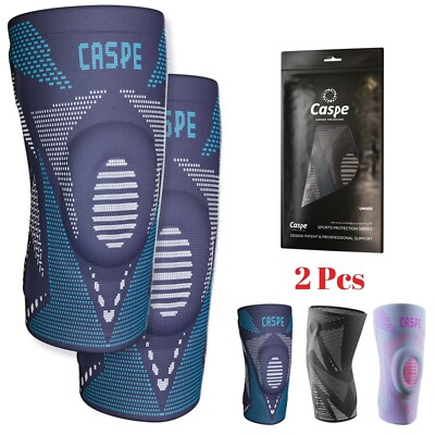 Caspe 2 Pcs Knee Brace Support For Sport Gym Knee Brace for Meniscus Tear Relief