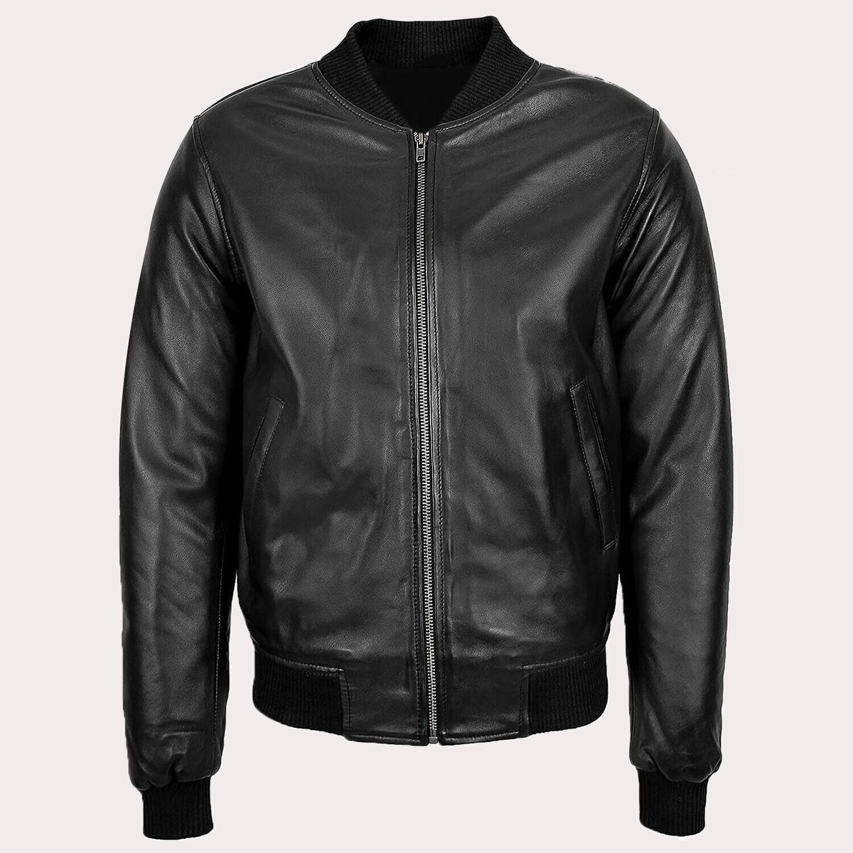Men's 90's Style Retro Bomber Jacket Classic Black Soft