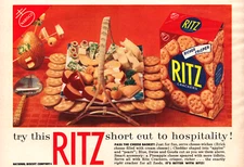 Nabisco Ritz Crackers Short Cut to Hospitality Cheese Vintage Print Ad 1957