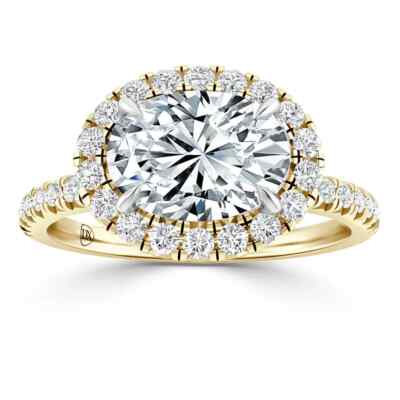 Oval Diamond Halo Engagement Ring Lab Grown Diamond 14K Yellow Gold | eBay