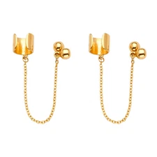 Wellingsale 14k Yellow Gold Chain Earrings (55 x 6 mm)