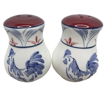 Rooster Chicken Salt & Pepper Shakers Ceramic Country Cottage Farmhouse Kitchen