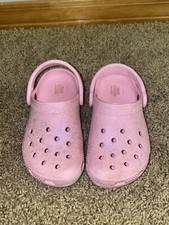 Crocs Classic Clog Kids Size C 9 Pink Sparkle Casual Outdoor Shoes