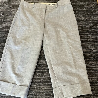 Express Short Womens 4 Editor Light Gray Bermuda Long Shorts Cuffed Capri Career
