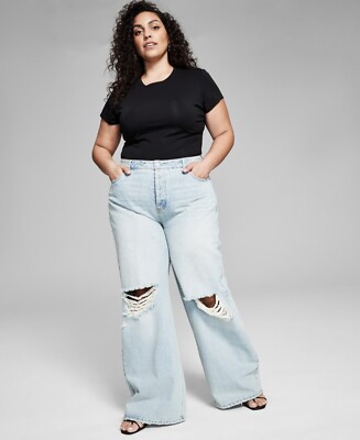 Wide Leg Plus Ripped Jeans Jessica Simpson Trendy Plus Size Ripped
