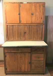 Antique Authentic Hoosier Brand Hoosier Cabinet With Porcelain Top