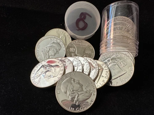 20 Coin Roll 1960 Franklin Half Dollar Proofs Brilliant SILVER PROOF