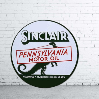 Sinclair Motor oil Pure Porcelain Enamel Heavy Metal Sign 30 Inches Double side