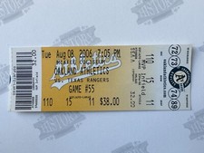 2006 Texas Rangers at Oakland Athletics A's Ticket 8/8/06