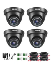 ZOSI 4PK 1080p TVI Security Cameras Outdoor Indoor CCTV Dome 80ft Night Vision