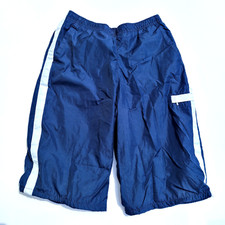 Nike Youth 12-14 Track Shorts Large 28" W Navy White Stripe Mesh Lined Pocket