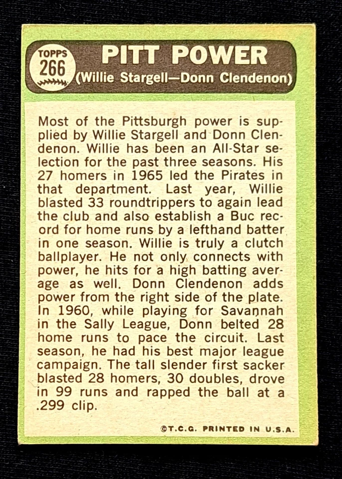 Juego de tarjetas de béisbol 1967 Topps-Break #266 Stargell Clendenon como nuevo Foto 2 de 2