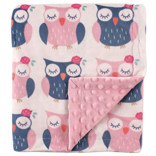 Hudson Baby Infant Girl Plush Mink Blanket, Owls, One Size - 第 1/2 張圖片
