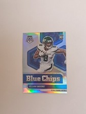 Elijah Moore 2021 Panini Mosaic Blue Chips Insert Silver Prizm #15 New York Jets
