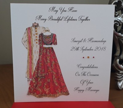Handmade Personalised 6 Square Indian Wedding Congratulations