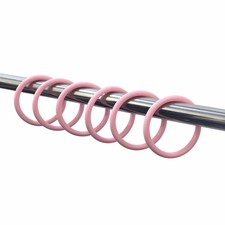 12 Pack Plastic Shower Curtain Rings Decorative Round Easy Snap Pink