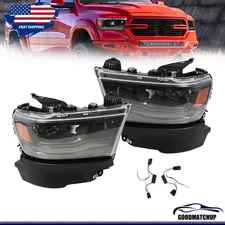 <Halogen Upgrade to Full LED> For 2019-2024 Ram 1500 Smoked Full LED Headlights