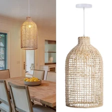 Farmhouse Pendant Light for Kitchen Island,Rattan Chandelier Lighting Woven L...