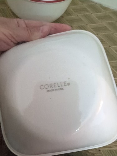 (2) Corelle Schalen mit rotem Rand quadratisch & rund - Bild 6 von 7