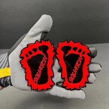 Sasquatch Badges Emblem RED BIGFOOT, (2) BADGES, Fender Angry Agressive Racing