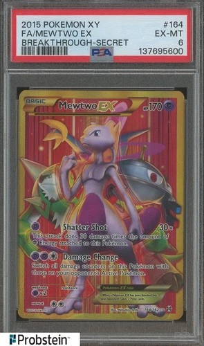 2015 Pokemon XY Breakthrough Secret #164 FA Mewtwo EX PSA 6 EX-MT