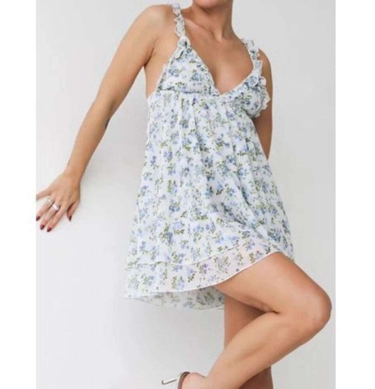 UNDERCOVER Rumored Babydoll donna Secret Garden M mini abito floreale boho con volant a strati