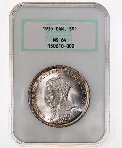 1935 George V Canada Silver Dollar NGC MS-64 Vintage OH, NGC FATTY  🔥Offers