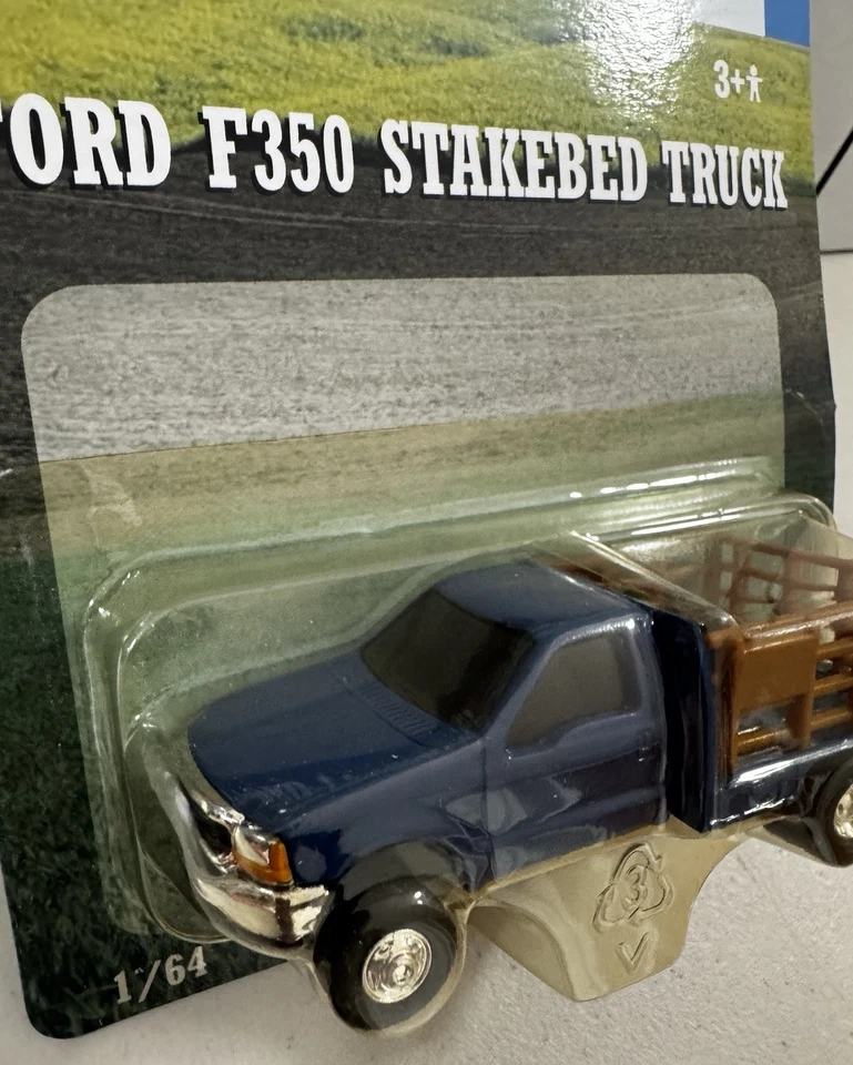 1:64 Ertl Farm Country Kids Ford F350 Blue Flatbed Stakebed Truck New in Package - Image 2 of 4