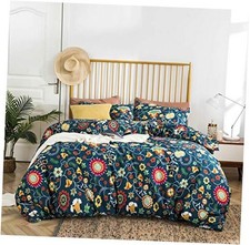 Colorful Floral Duvet Cover 100 Cotton Teal Botanical Duvet King Color 1