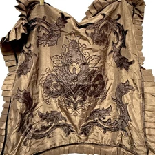 Embroidered Euro Sham Brown Ruffle Border Veratex Zippered Pillow Cover 26" Sq