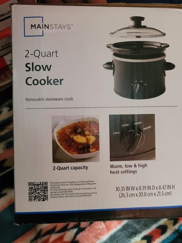 Mainstays 2 QT Slow Cooker, Matte Black Finish, Removeable Stoneware Pot - Picture 2 of 3