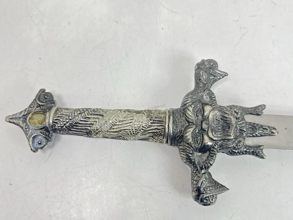 Vintage Decorative Dragon Hilt Dagger Short Sword Pakistan Stainless Red Jewel - Image 3 of 4