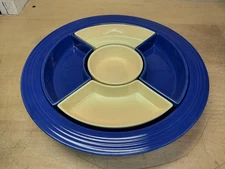 Vintage Fiestaware Cobalt /Pale Yellow Relish Dish