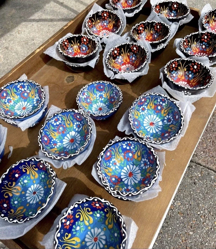 Lote al por mayor a granel de 100 cuencos turcos pintados a mano, favores de boda, baby shower Foto 2 de 4