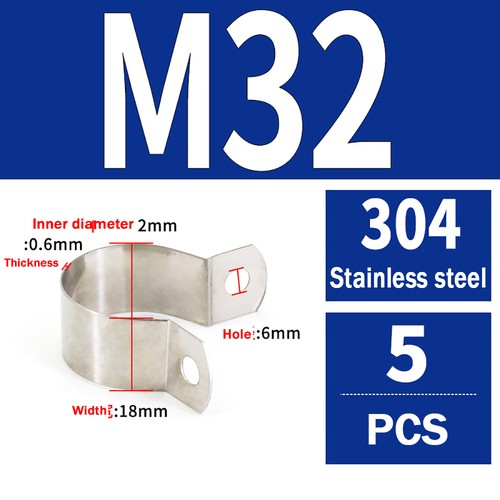 304 Stainless Steel Pipe Clamp U-Bolt Hose Clip 10 - 115mm Plumbing Fixing - Picture 51 of 68