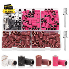 190 Pcs Sanding Bands for Nail Drill, 2 Pcs Nail Drill Bits Set, 80/120/180/240