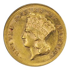 1878 $3 Gold Indian Princess PCGS AU55