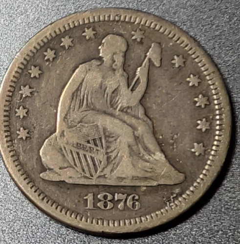 1876-S, SEATED LIBERTY QUARTER, very fine detail