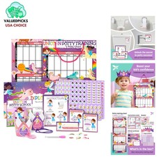 Rainbow-Themed Potty Training Chart with Reward Stickers  Fun Crown for Girls