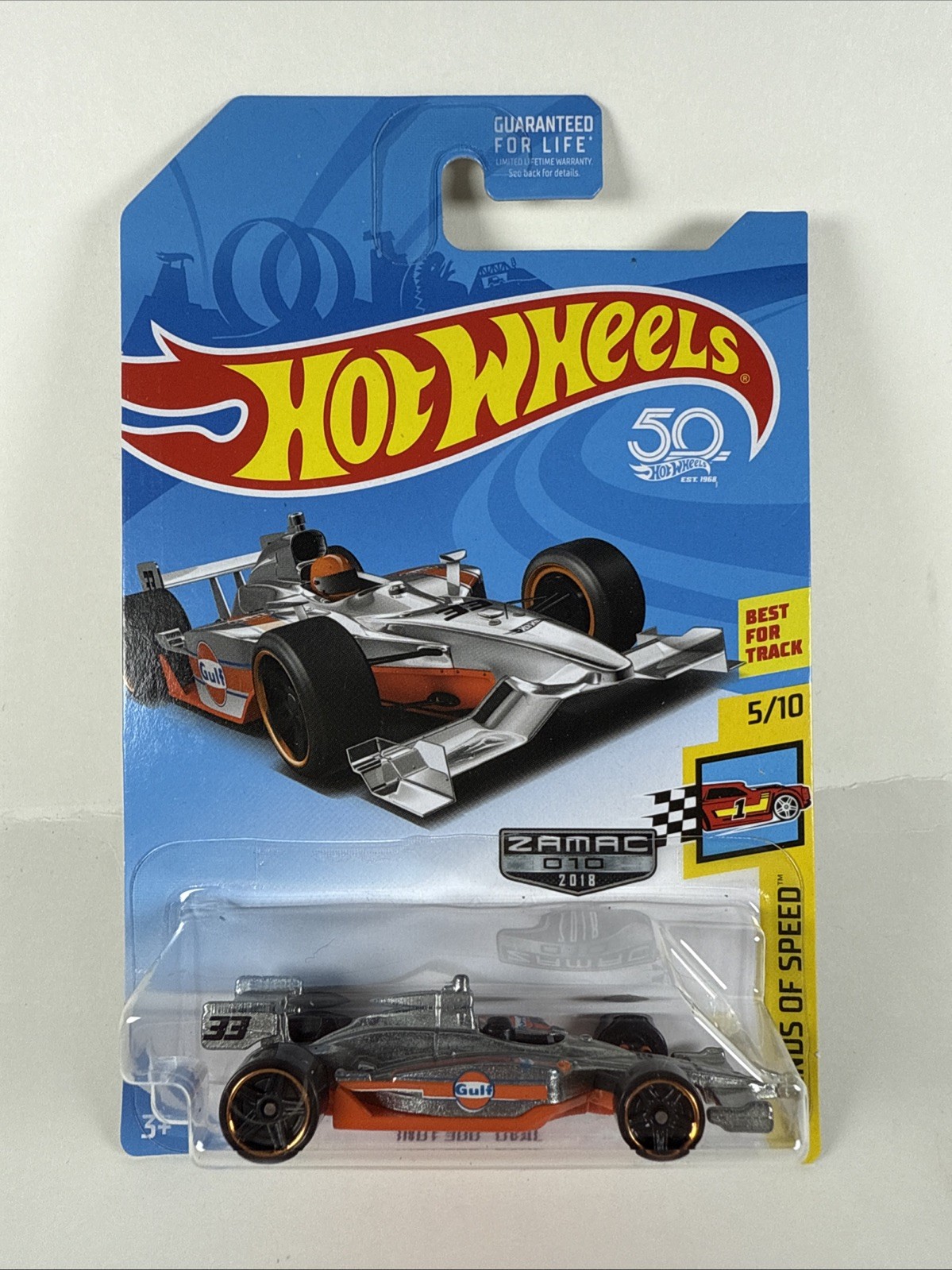 HOT WHEELS ZAMAC "GULF" INDY 500 OVAL 2018 LEGENDS OF SPEED HC33