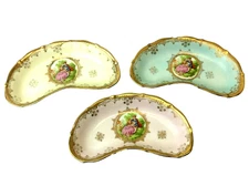 Antique Old Hand Painted Porcelain 8040 Gold Nut Serving Dishes Decorative 