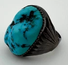 Men's Vintage Turquoise Ring Native Size 11 Sterling Silver 25.3g